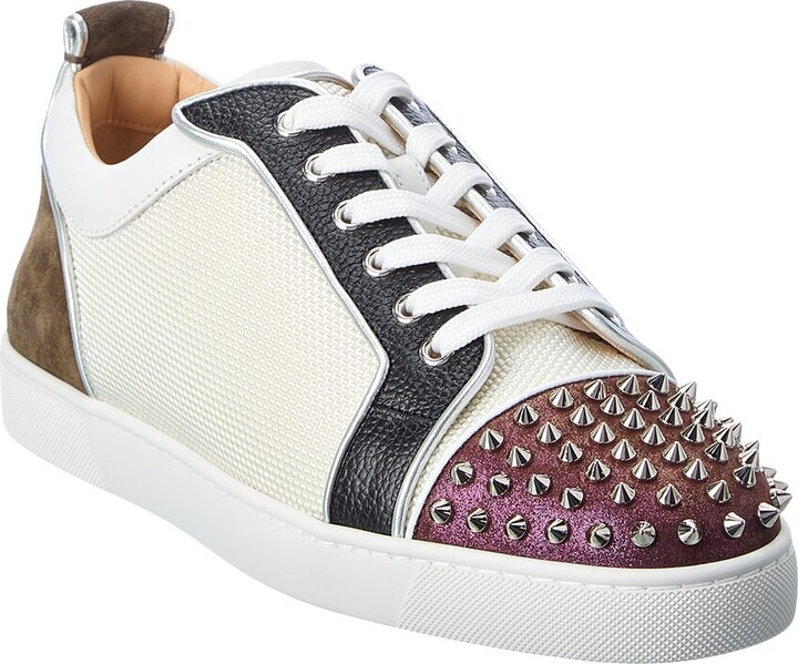 Christian Louboutin Black Leather Louis Junior Spikes Low Top Sneakers Size  35 Christian Louboutin