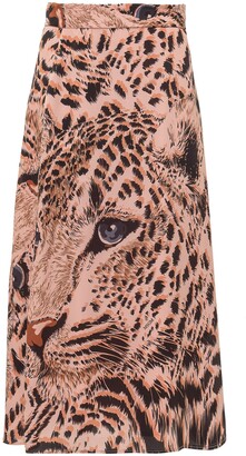 leopard print midi skirt shopstyle