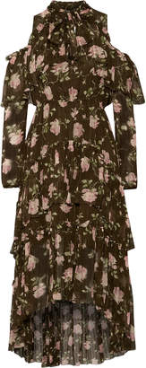 Ulla Johnson Marion Cold-shoulder Tiered Floral-print Crinkled Silk-gauze Dress