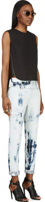 Anthony Vaccarello Blue Bleached Denim Cropped Jeans