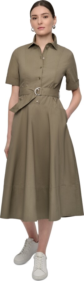 Dkny Jeans Women's Dropped Waist Button-Front Collared Dress