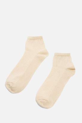 Topshop Cropped Rib Glitter Ankle Socks