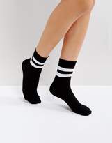 Thumbnail for your product : ASOS Design Stripe Ribbed Ankle Socks