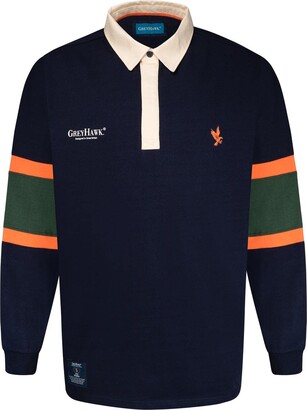 Grey Hawk Mens Long Sleeve Rugby Polo Shirt - Blue - 3XL - ShopStyle
