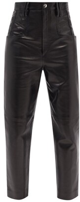 Isabel Marant - Dipadelac High-rise Straight-leg Leather Trousers - Black