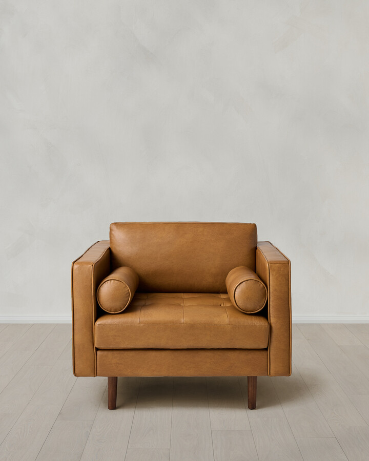Quince Italian Leather Midcentury Accent Chair