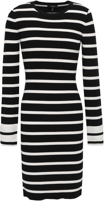 Theory Striped Ribbed-knit Mini Dress