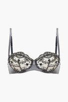 Thumbnail for your product : I.D. Sarrieri Lace-paneled satin underwired balconette bra