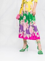Thumbnail for your product : Valentino Pleated Floral Midi Skirt