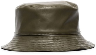 brown leather bucket hat