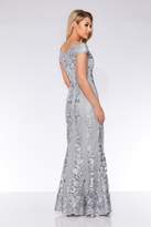Thumbnail for your product : Quiz Grey Mesh Embroidered Bardot Maxi Dress