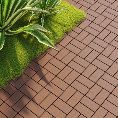 GOGEXX 12 In. W X 12 In. L Outdoor Backyard Pattern Square PVC Interlocking Flooring Deck Tiles (Pack Of 44 Tiles)