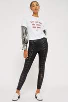 Thumbnail for your product : Topshop Faux leather lace up skinny pants