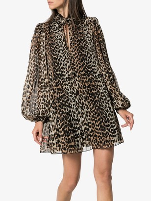 Ganni Leopard Print Floaty Mini Dress