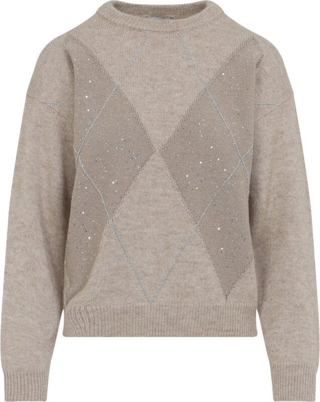 Peserico Amber Beige Virgin Wool Knit Sweater
