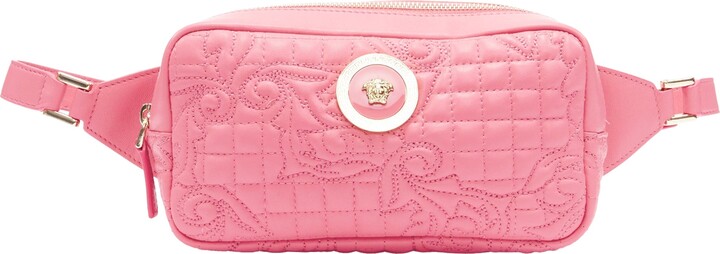 Versace Vanitas baroque quilted pink leather gold Medusa crossbody waist bag