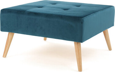 Teal Velvet In Mid Century Modern Fashion With Solid Legs And Design, 30.5x30.5x17 Top Birch Legs, Velvet, 30.5"x30.5"x17