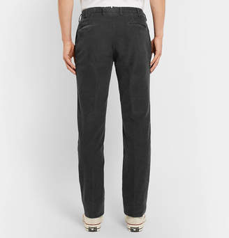 Incotex Slim-Fit Garment-Dyed Stretch-Cotton Corduroy Trousers - Men - Charcoal