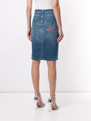 Elisabetta Franchi Front-Slit Denim Skirt