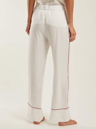 Asceno - Piped Sandwashed Silk Pyjama Trousers - Womens - White Multi