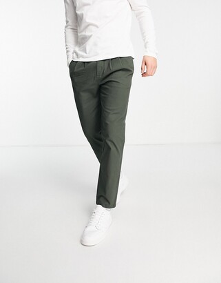 ASOS DESIGN cigarette chinos with pleats in black
