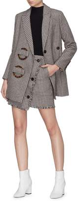 Lee HELEN Button front fringe edge houndstooth skirt
