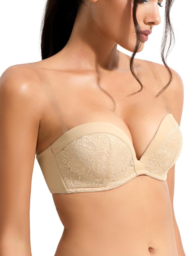 Strapless Convertible Pushup Bra Heavily Padded Lift Up Supportive 