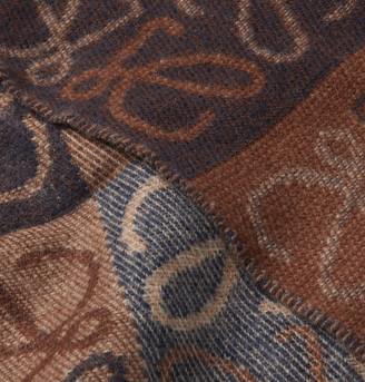 Loewe Logo-Intarsia Fringed Wool And Cashmere-Blend Scarf