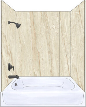 Polymarm 72" W 60" H 33" D Three Wall Composite Tub Wall Panel Surround - 72" Backwall with Seam