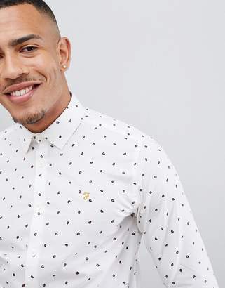 Farah Smart Oakton skinny smart shirt with paisley print in white