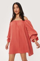 Thumbnail for your product : Nasty Gal Womens Textured Off the Shoulder Mini Smock Dress