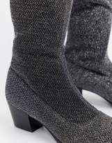 Thumbnail for your product : Monki glitter over the knee boots in silver