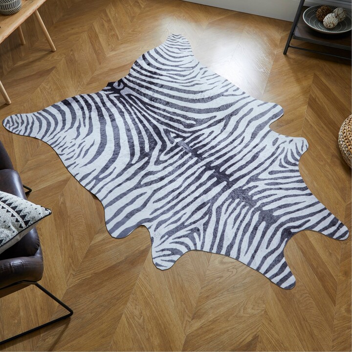 Dunelm Zebra Print Rug Black and White ShopStyle