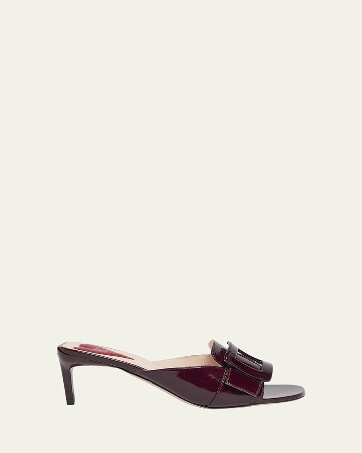 Roger Vivier Patent Leather Buckle Mule Sandals