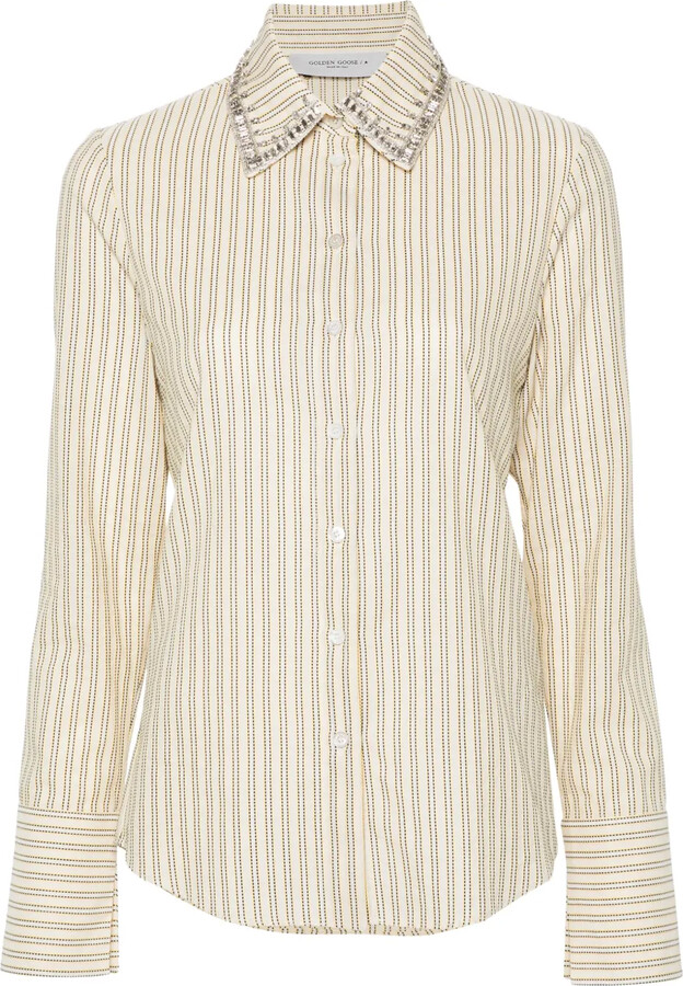 Golden Goose Crystal-Embellished Striped Shirt