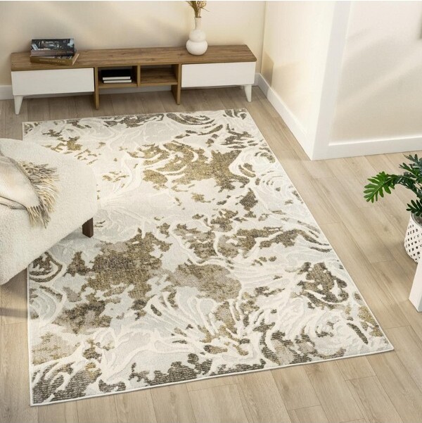 Luxe Weavers LuxeWeaversModernDistressedMarbleBeige5x7IndoorAreaRug