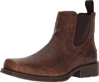 GRINDERS Men's Austin Ankle Black Zip kBlock Heel Leather Classic Western Boots