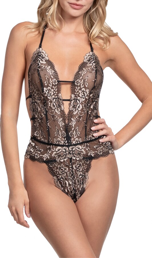 Jonquil Aviva Embroidered Halter Lace Teddy