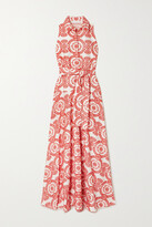 Thumbnail for your product : Borgo de Nor Paloma Belted Broderie Anglaise Cotton-blend Maxi Dress - Red
