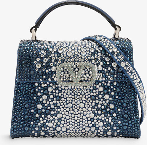 Valentino Garavani Denim Indigo Vsling Mini Crystal-embellished Woven  Top-handle bag - ShopStyle