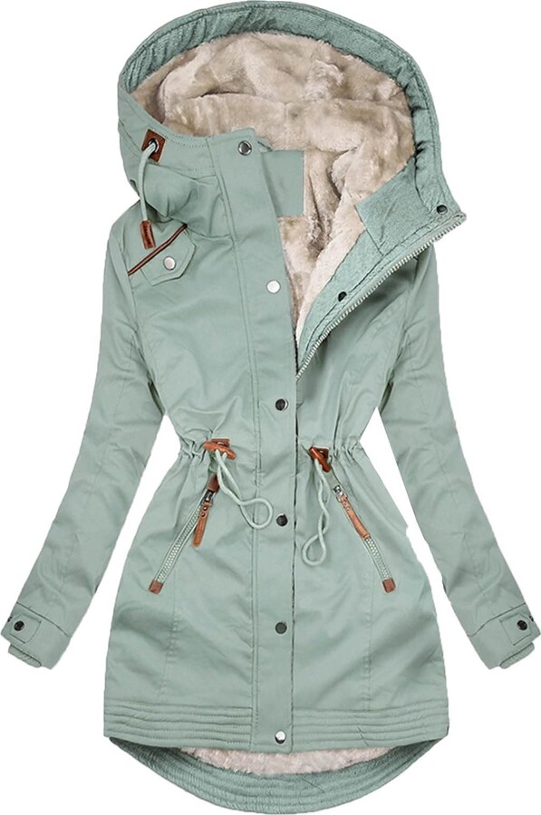 Sage Green Puffer Coat Fleece Lined Sage Padded Water Resistant