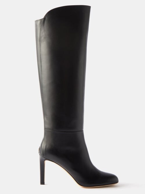 Jimmy Choo Karter 85 Leather Knee Boots Black ShopStyle