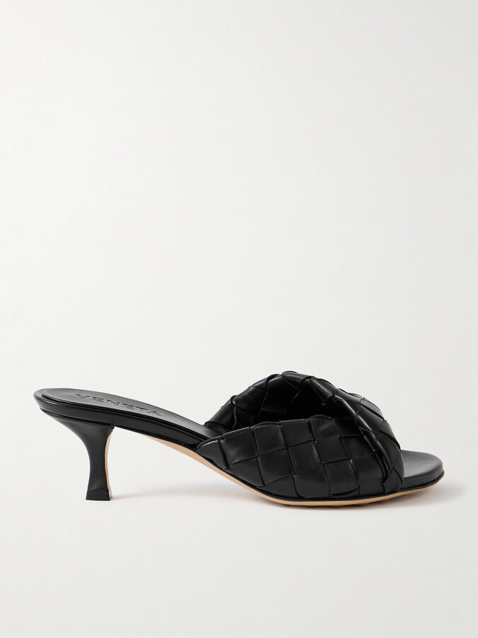 Bottega Veneta Blink Twisted Intrecciato Leather Mules - Black