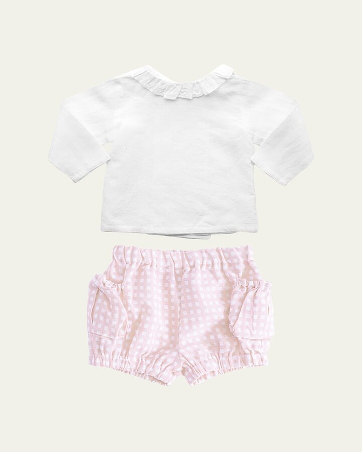 Louelle Girl's Two-Piece Blouse W/Shorts Set, Size Newborn-24M
