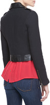 Thumbnail for your product : Joie Tommi Faux-Leather Trim Moto Jacket, Caviar