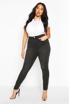 Thumbnail for your product : boohoo Plus Distressed High Waist Skinny Jean
