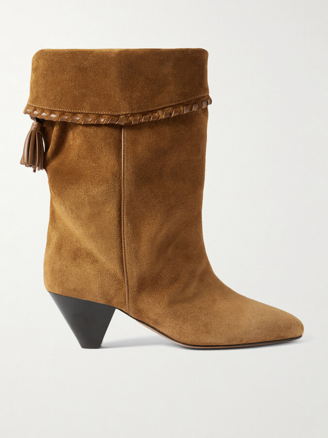 Isabel Marant Dalby Tasseled Leather-trimmed Suede Ankle Boots - Brown