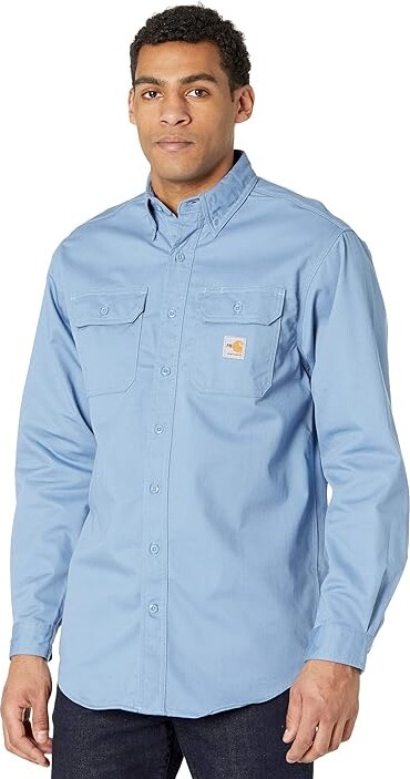 Carhartt Flame-Resistant (FR) Classic Twill Shirt (Medium Blue) Men's Short  Sleeve Button Up - ShopStyle