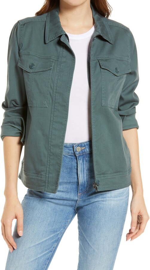 teal green jacket