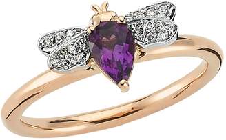 Bee Goddess Rose Gold Diamond and Amethyst Queen Bee Ring